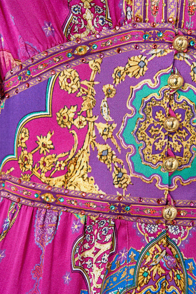 Concubines Sultans Courtiers Shaped Waistband Dress With Flutter Sleeves