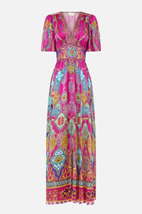 Concubines Sultans Courtiers Shaped Waistband Dress With Flutter Sleeves