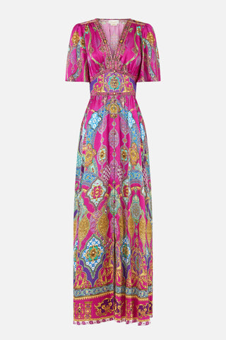 Concubines Sultans Courtiers Shaped Waistband Dress With Flutter Sleeves