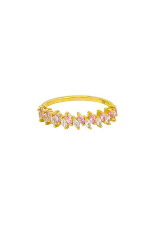 Theodora Crystal Ring Stirling Silver - Pink Gold