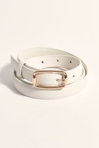 Thin Contrast Stitch Belt - White