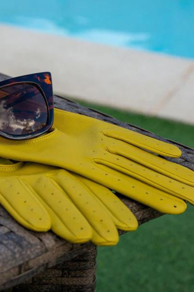 Thruxton Leather Driving Gloves - Lime