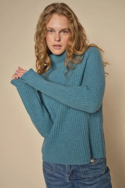 Thyra High Neck Knit - Storm Blue