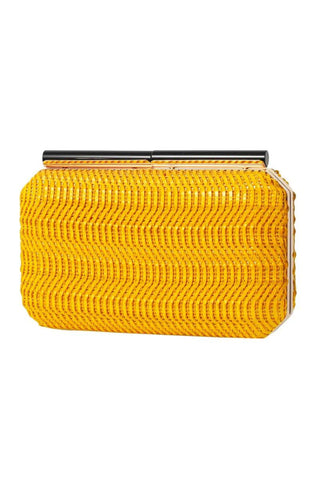 Tia Chevron Clutch - Mustard Yellow