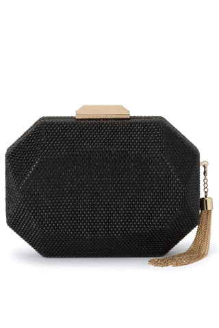 Tilly Hotfix Clutch with Tassel - Black