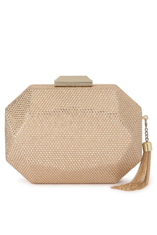 Tilly Hotfix Clutch with Tassel - Gold