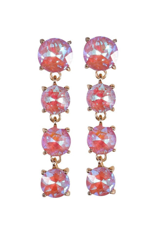 Tina Crystal Drop Event Earrings - Iridescent Pink