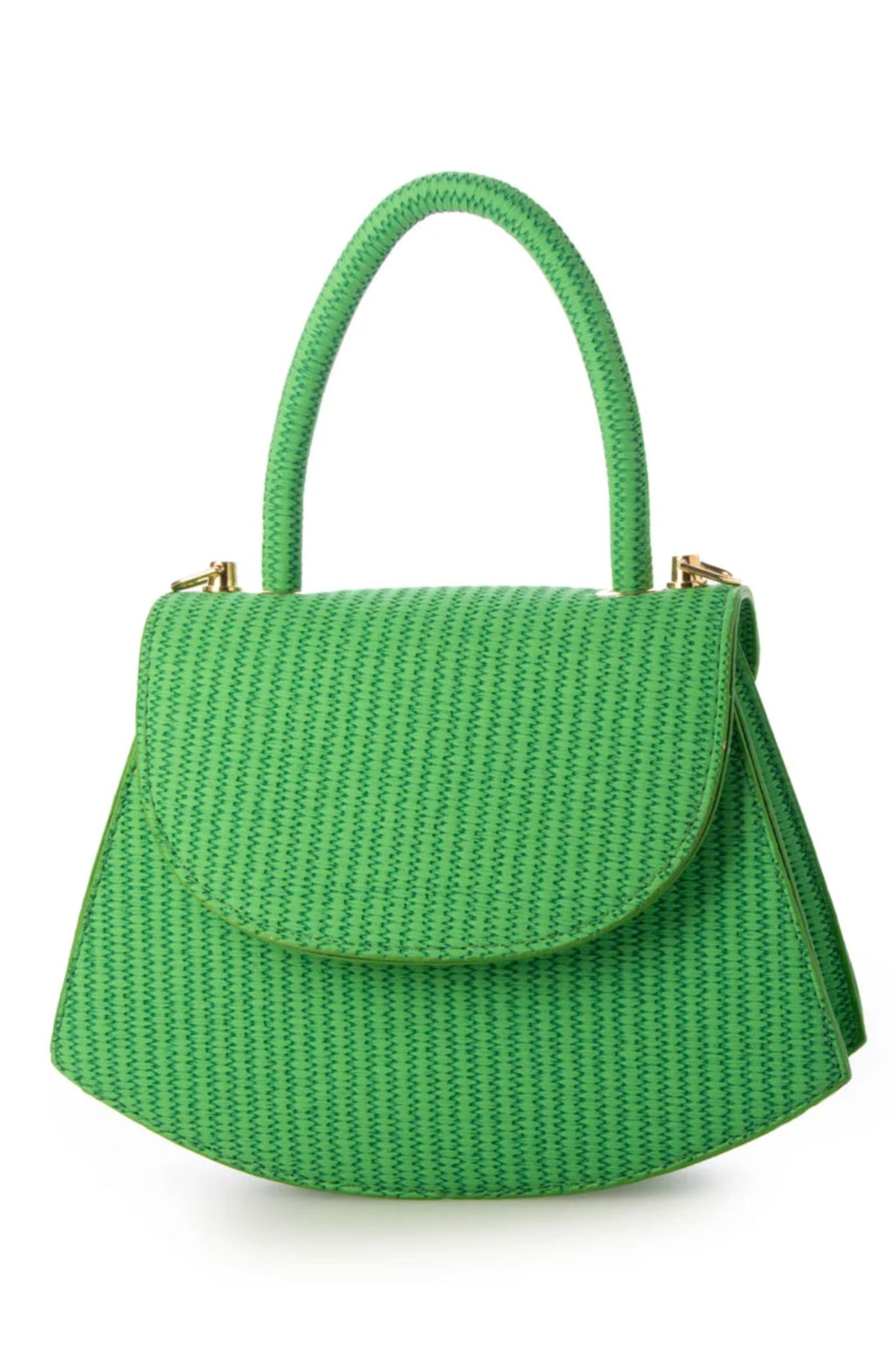 Tori Rattan Saddle Bag - Green