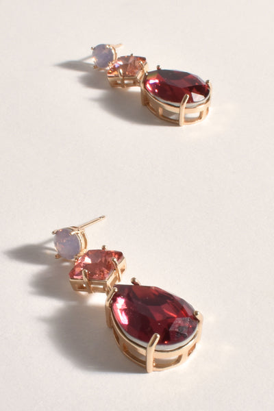 Trinny Trio Jewel Event Earrings - Pink Multi