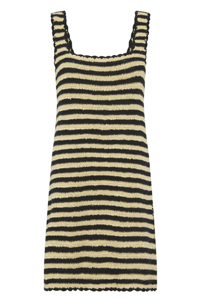 Tulia Crochet Mini Dress- Natural Black