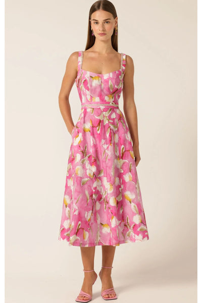 Tulip Rose Midi Dress - Pink Floral