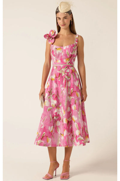 Tulip Rose Midi Dress - Pink Floral