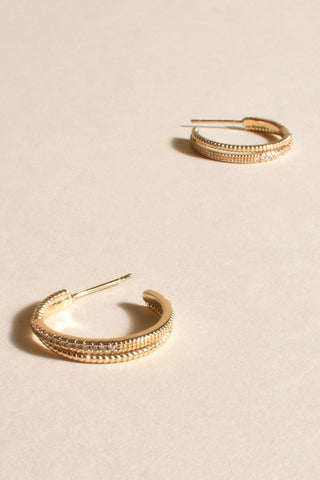 Twisted Diamante Hoops - Gold Crystal