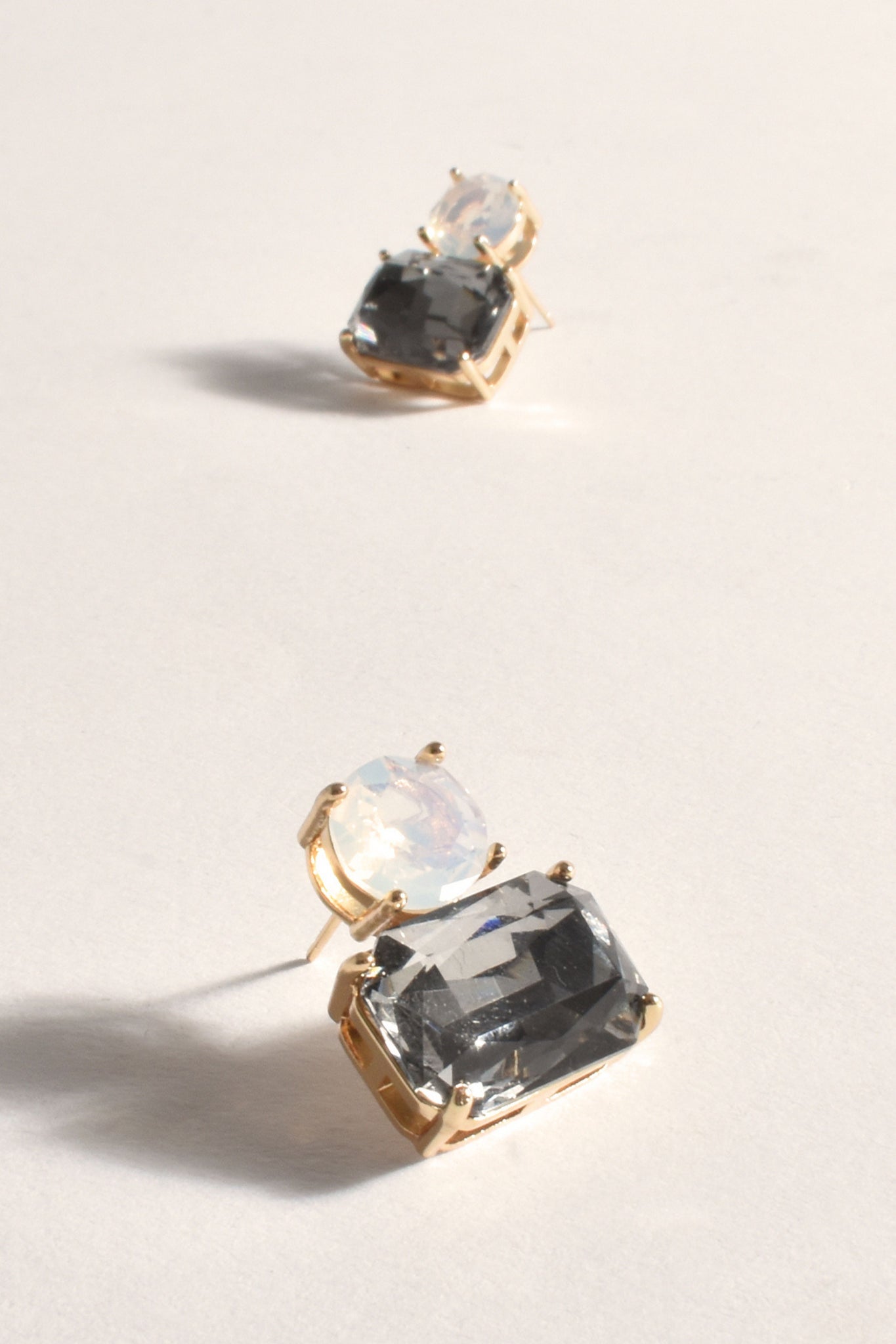 Two Tone Jewel Drop Earrings - Opal Smoke