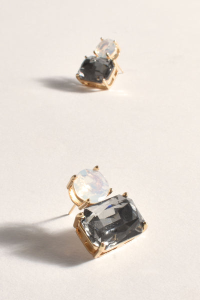 Two Tone Jewel Drop Earrings - Opal Smoke