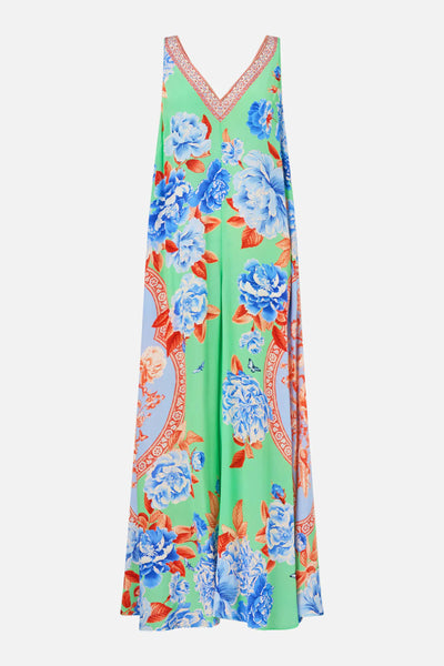 V Neck Flared Jumpsuit - Topkapi Pop