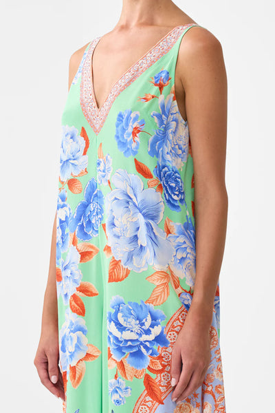 V Neck Flared Jumpsuit - Topkapi Pop