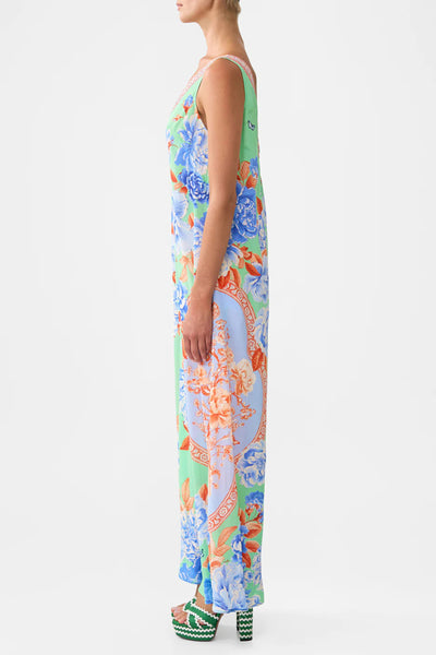 V Neck Flared Jumpsuit - Topkapi Pop