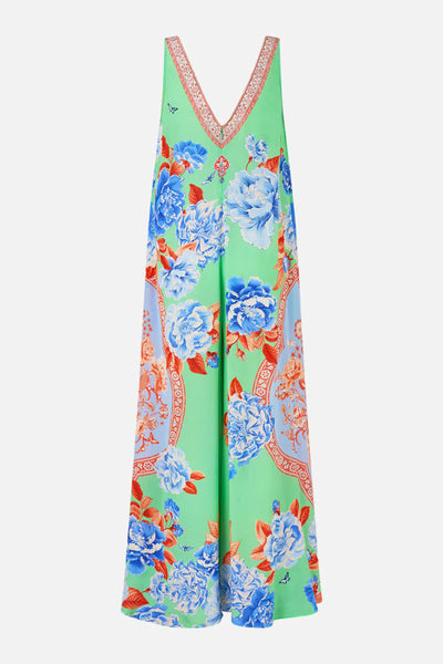 V Neck Flared Jumpsuit - Topkapi Pop