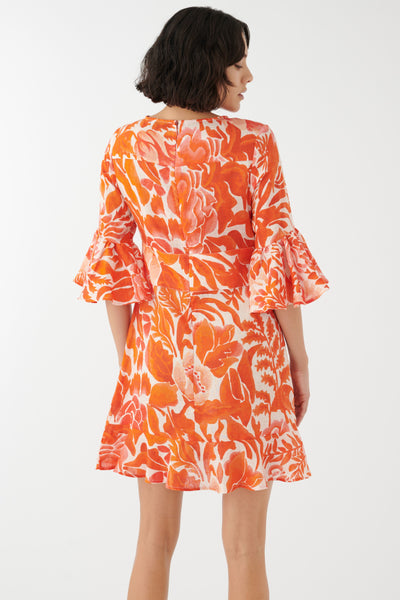 Vamini Linen Mini Dress - Magana Nectarine