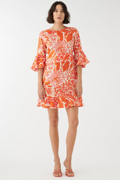 Vamini Linen Mini Dress - Magana Nectarine