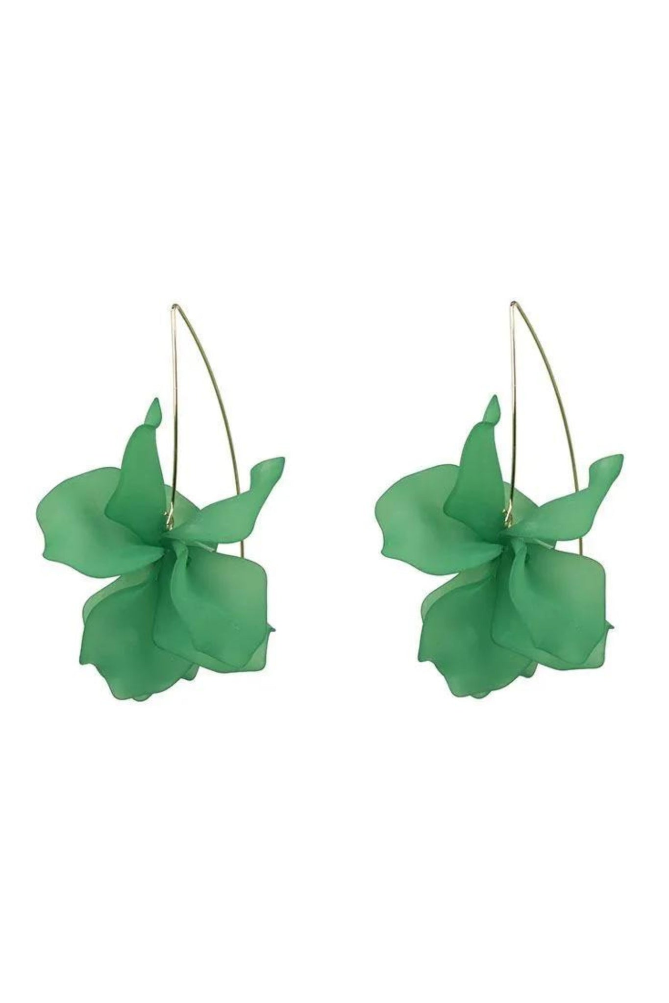 Veruca Acrylic Petal Flower Earrings - Green