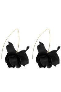 Veruca Acrylic Petal Flower Earrings - Black