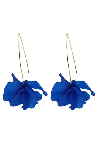 Veruca Acrylic Petal Flower Earrings - Cobalt Blue
