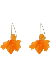 Veruca Acrylic Petal Flower Earrings - Orange
