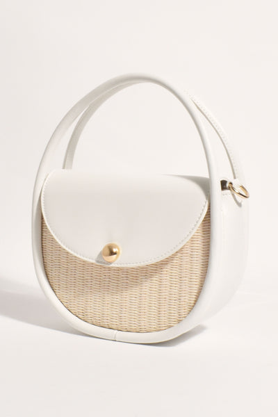 Violetta Woven Circular Mini Bag - Cream