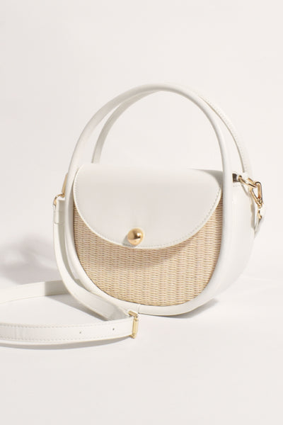 Violetta Woven Circular Mini Bag - Cream