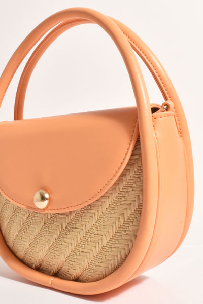 Violetta Woven Circular Mini Bag - Mandarin