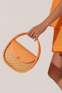 Violetta Woven Circular Mini Bag - Mandarin