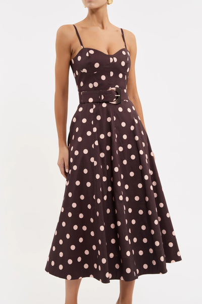 Vivianne Strap Midi Dress - Polka Dot