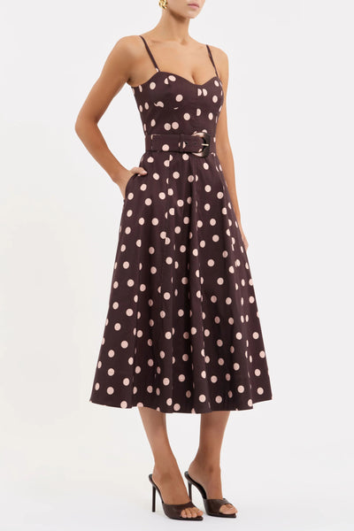 Vivianne Strap Midi Dress - Polka Dot