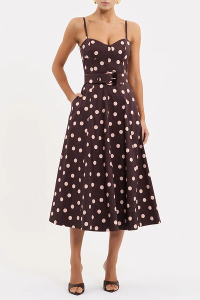 Vivianne Strap Midi Dress - Polka Dot