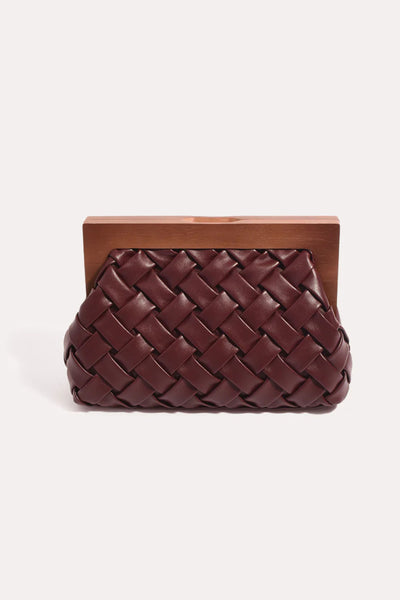 Vivienne Weave Timber Frame Clutch - Burgundy