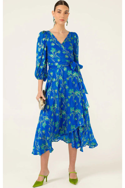 Water Lily Wrap Dress - Cobalt Jade Floral