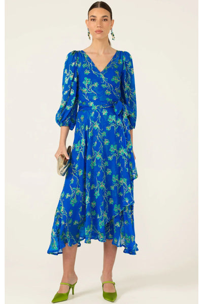 Water Lily Wrap Dress - Cobalt Jade Floral