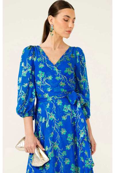 Water Lily Wrap Dress - Cobalt Jade Floral