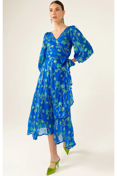 Water Lily Wrap Dress - Cobalt Jade Floral