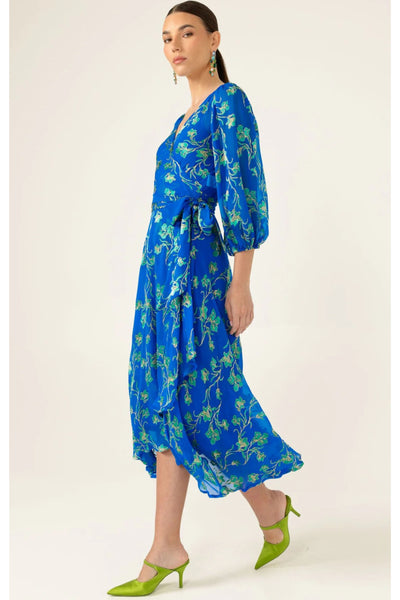 Water Lily Wrap Dress - Cobalt Jade Floral