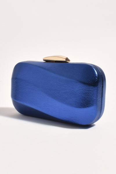 Wavy Structured Metallic Clutch - Cobalt Blue