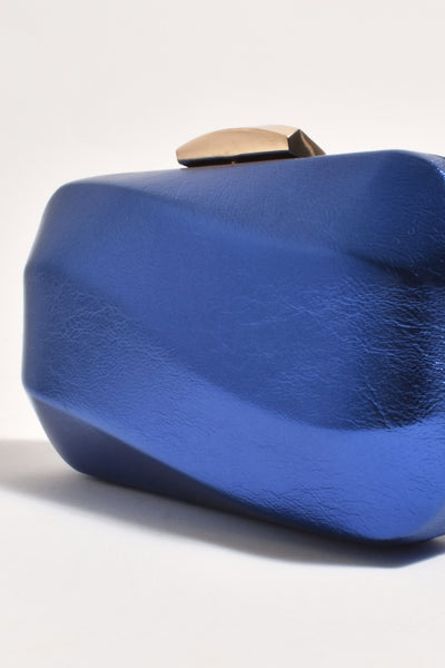 Wavy Structured Metallic Clutch - Cobalt Blue