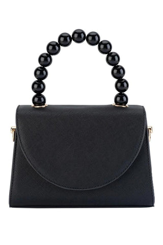 Wendy Acrylic Bead Handle Bag - Black
