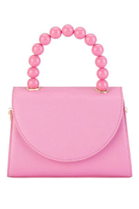 Wendy Acrylic Bead Handle Bag - Pink