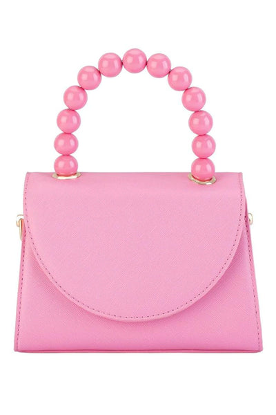 Wendy Acrylic Bead Handle Bag - Pink