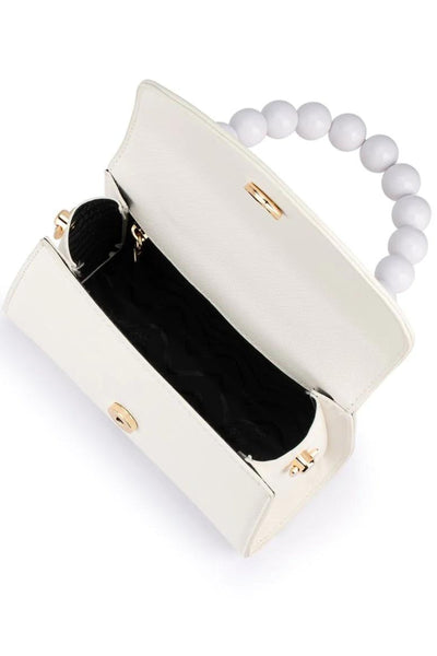 Wendy Acrylic Bead Handle Bag - White