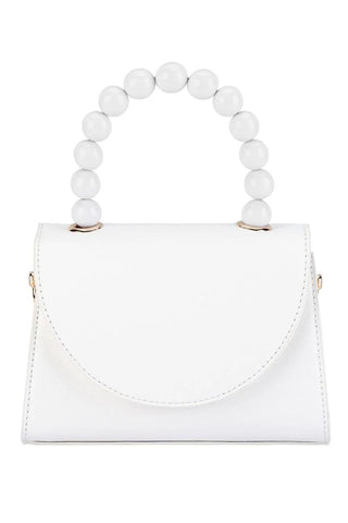 Wendy Acrylic Bead Handle Bag - White