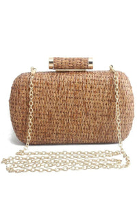 Wicker Toggle Clutch - Taupe